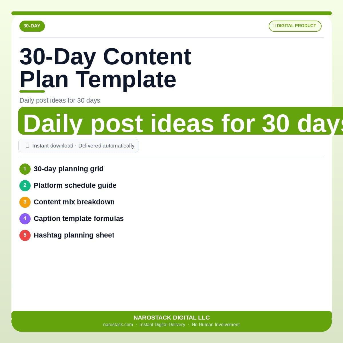 30-Day Content Plan Template